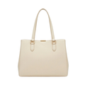 Menor Premium Minimalist Leather Shoulder Bag Structured Cream Satchel with Gold-Finish Hardware