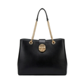 Menor Sophisticated Black Leather Shoulder Bag Minimalist Structured Handbag with Polished Finish
