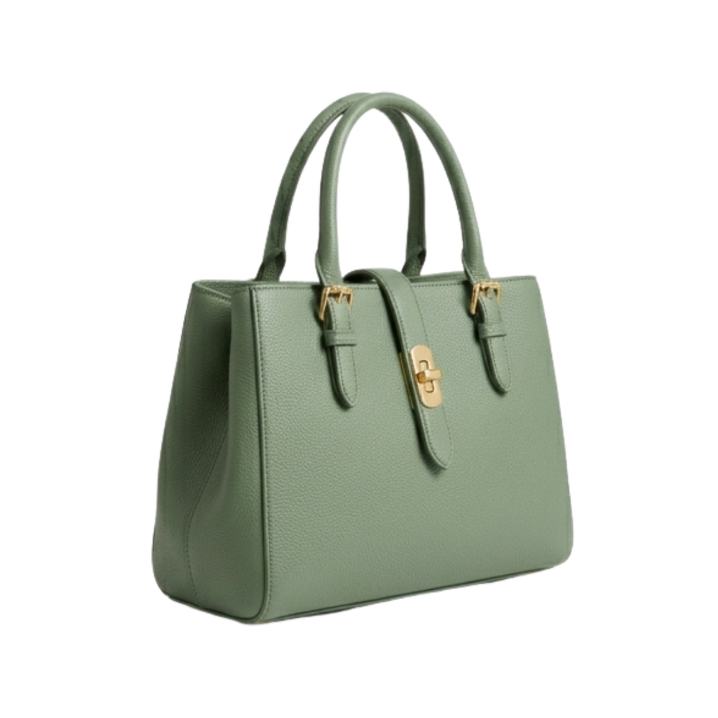 Menor Elegant Sage Green Structured Tote Bag Professional Women's Handbag with Top Handle